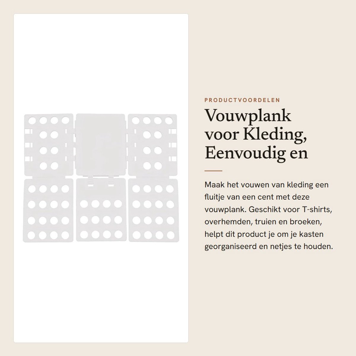 Dailygoods- Vouwplank Eenvoudig in Gebruik - Kleding Vouwplank - Compacte Constructie - Ergonomisch Ontwerp - Duurzaam Materiaal - Geschikt voor Kinderen/Volwassenen - Vouwbord