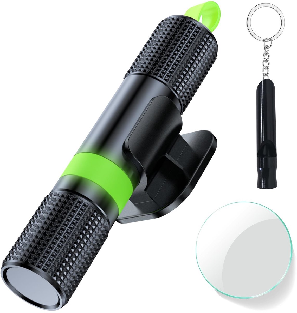 Dailygoods- Veiligheidshamer 2-in-1 - Gordelsnijder - Noodhamer - Glasbreker - Fluorescerende Ring - Schokbestendig - Reddingshamer