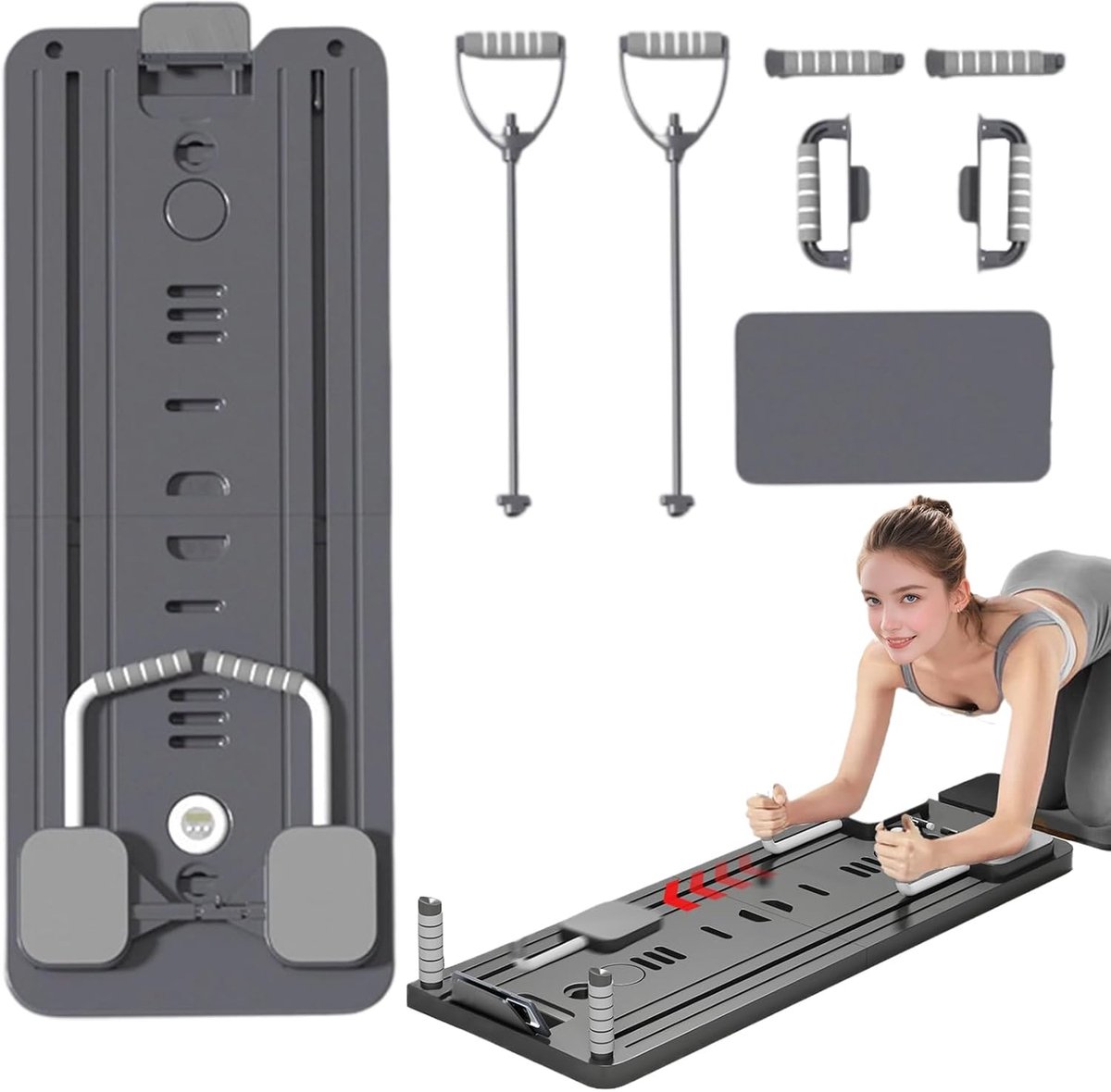 Pilates Trainer - Core Trainer - Thuis Fitness - Inklapbaar Ontwerp - 4.8 kg - Zwart