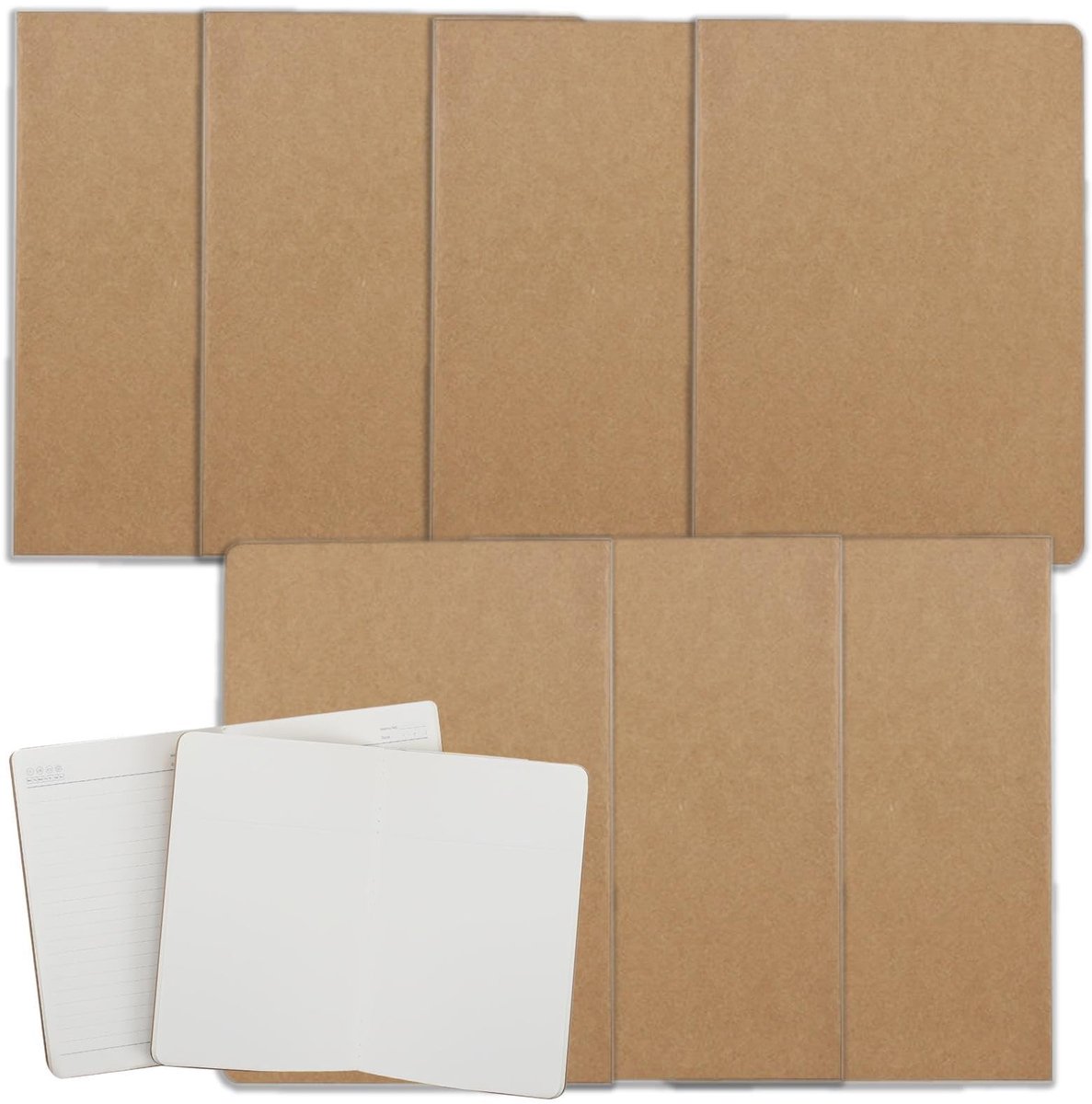 Dailygoods- Notitieboek A5 - 7 Stuks - Duurzaam Papier - Vintage Ontwerp - Lichtgewicht - Geschikt Voor Studenten/Artiesten - Schrijfblok