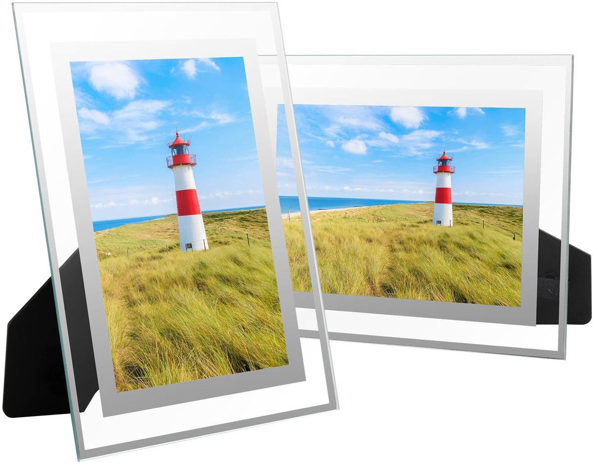 Moderne fotolijsten van glas 10 x 15 cm - Set van 2