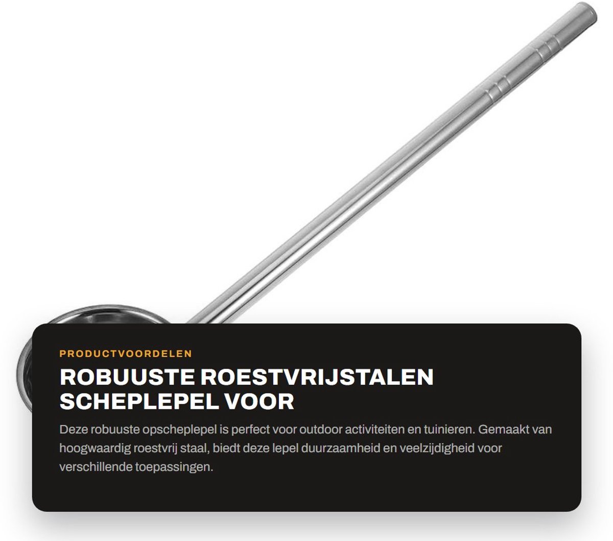 Dailygoods- Opscheplepel Roestvrij Staal - Ergonomische Handgreep - Diepe Pollepel - Duurzaam - Tuinieren - Veelzijdig Gereedschap