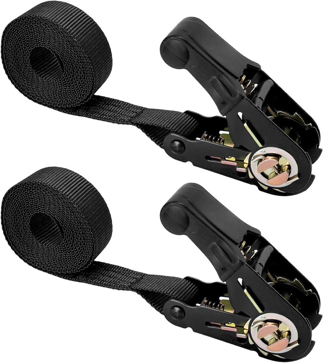 Spanbanden Set - Bevestigingsriemen Ratel - Goederen Vervoeren - Haakvrij Ontwerp - 2x 2.4 Meter - Zwart