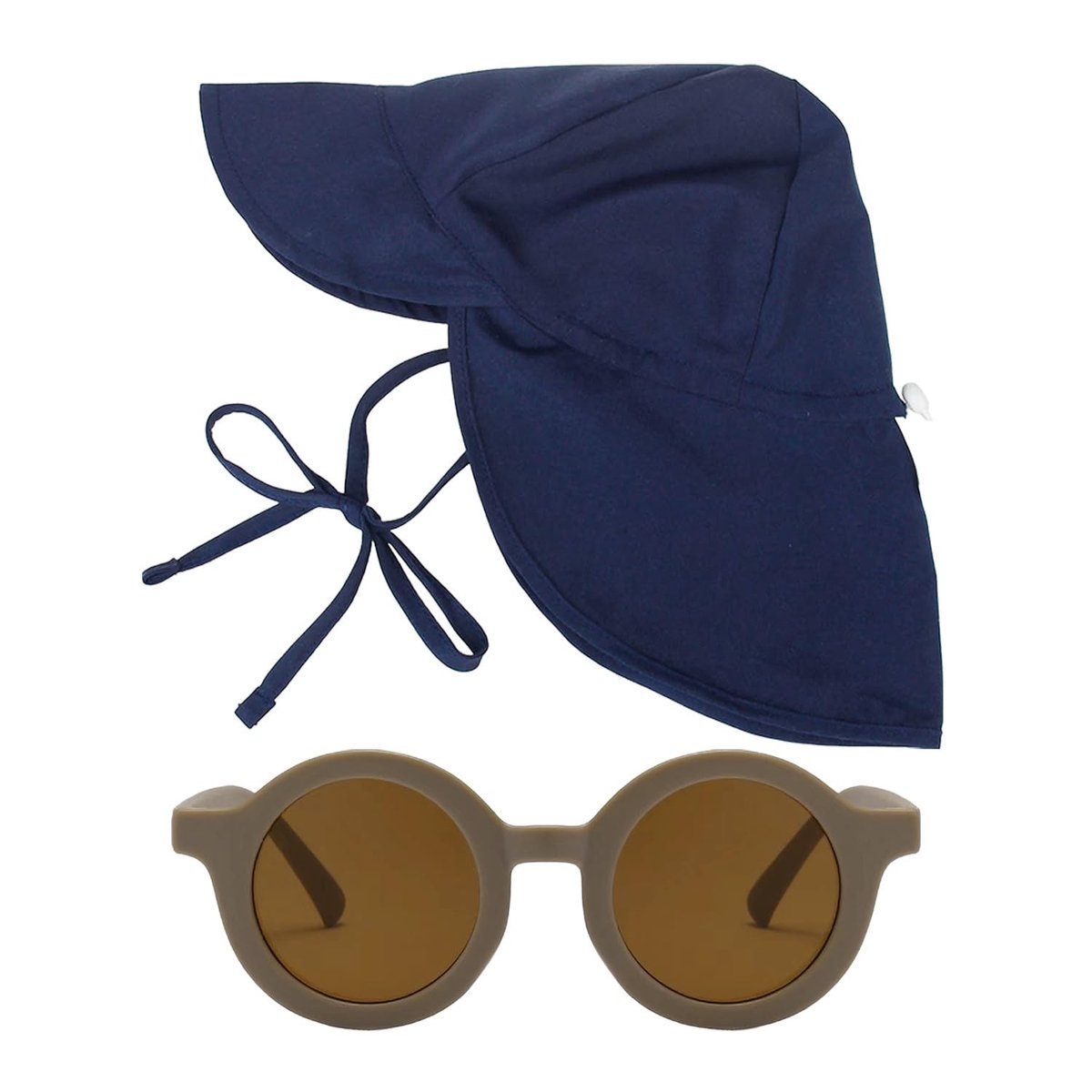 Dailygoods- Kinderzonnehoed - Donkerblauw - Zonnebril - Nekbescherming - Ademend - Verstelbaar - Kapomtrek 44-48cm - Zonnehoed