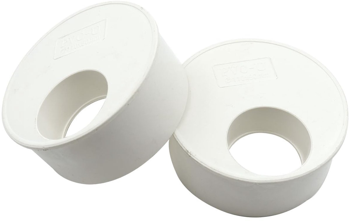 Dailygoods- Verloopstuk 110 mm naar 50 mm - Verloopinzetstuk - Afvoerbuisschroefverbinding - Reduceerset - PVC - 2-delig - Reductiestuk