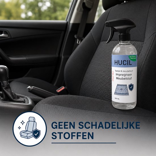 Hucil impregneerspray voor meubelstof, in de auto, zonder schadelijke stoffen.