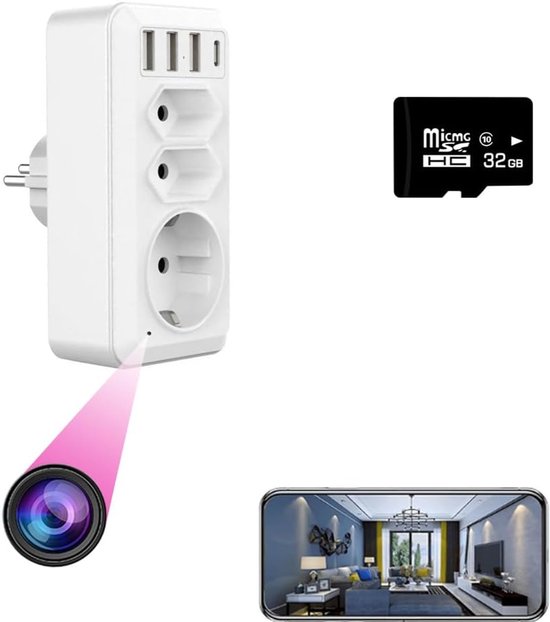 Verborgen Camera Adapter - Stroomadapter Camera - Binnenhuis Bewaking - Met Nachtzicht - 1080p HD Resolutie - Wit — afbeelding 3