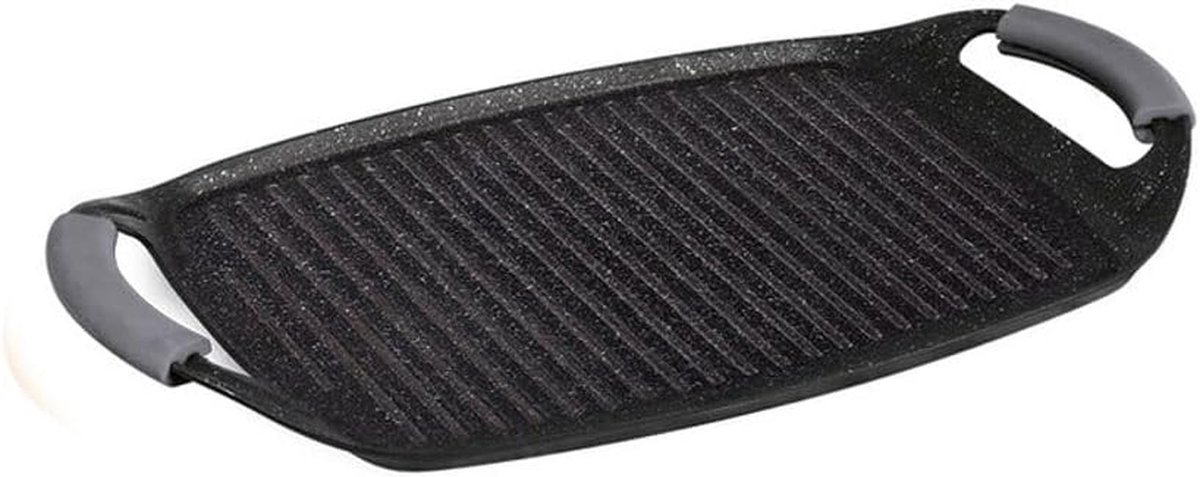 Platte Grill - Koekenpan - Lekker Koken - Grote Oppervlakte - 47 cm - Donkergrijs Metallic