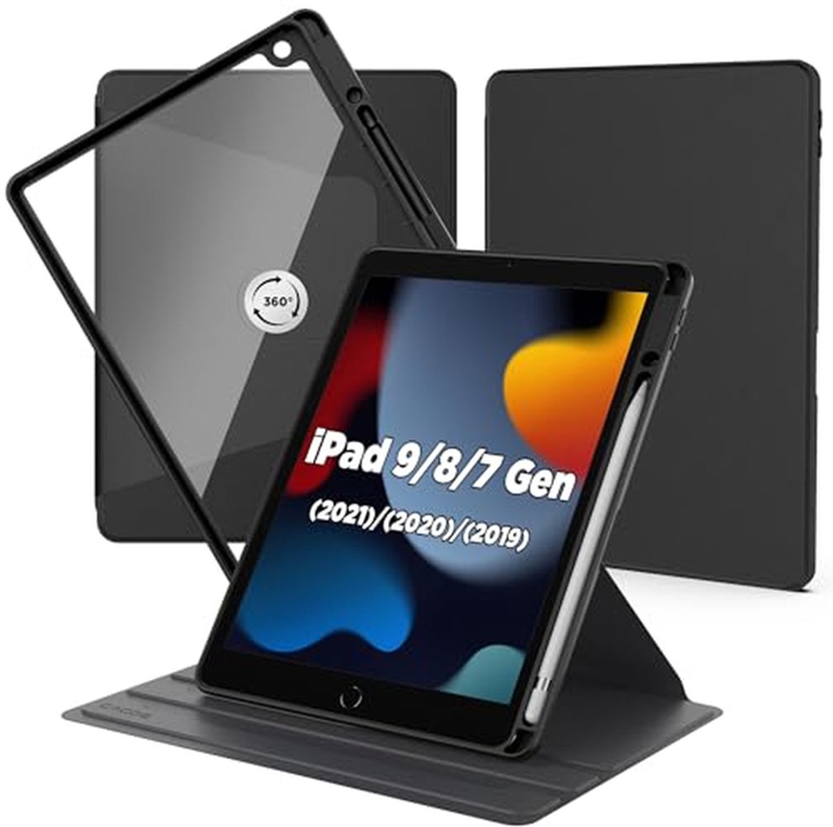 Tablethoes - Beschermhoes - Veilig opbergen - 360 graden standaard - 102 inch - Zwart