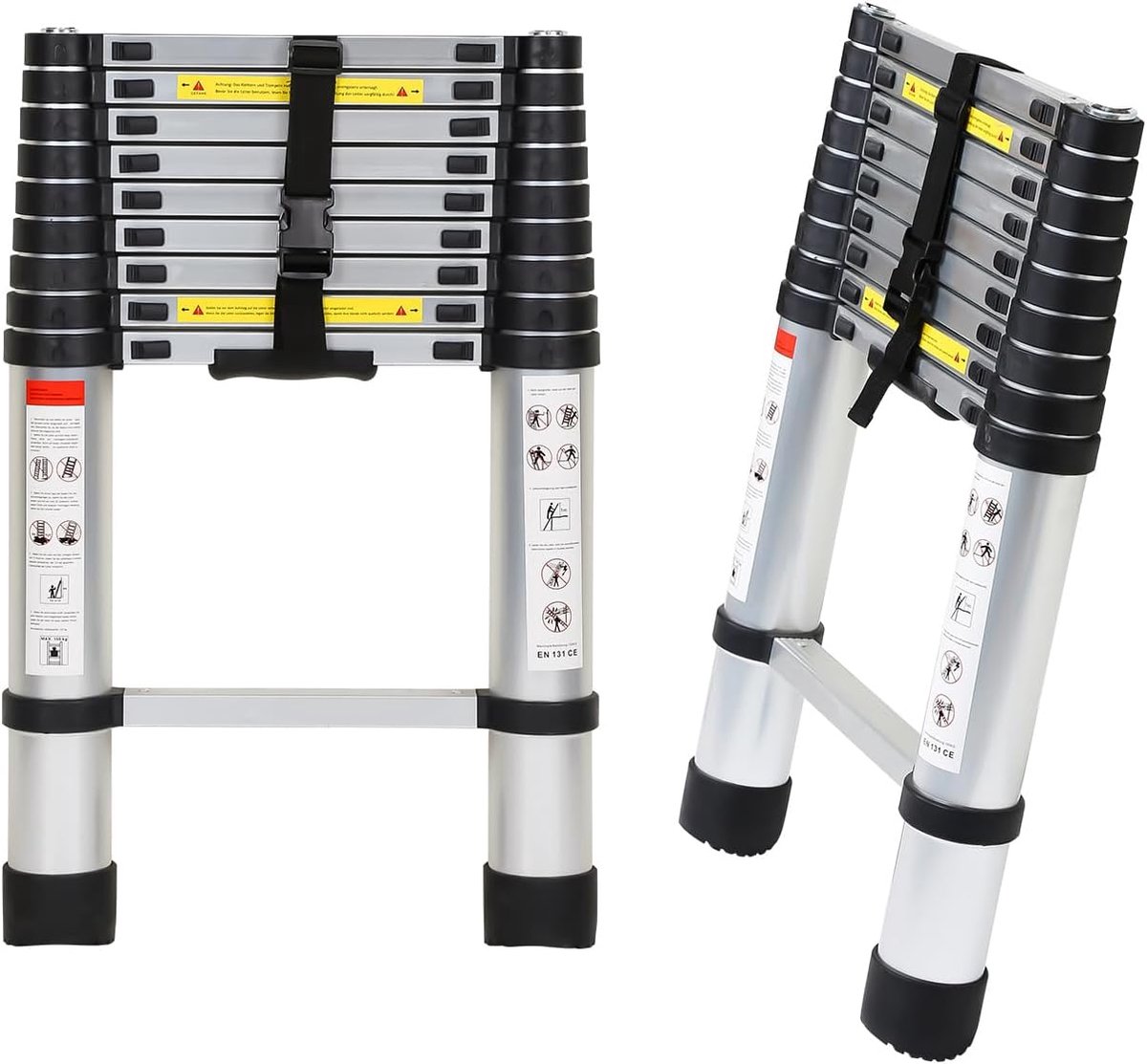 Telescopische Ladder - Uitschuifbare Ladder - Werkzaamheden Binnen Buiten - Veiligheidspal Vergrendeling - 26 Meter - Aluminium