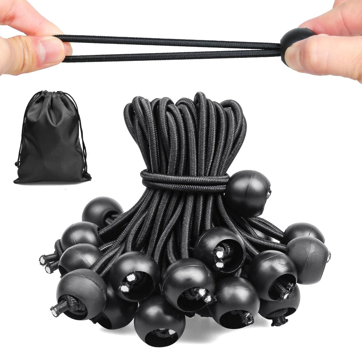 Dailygoods- Spanbanden 50 Stuks - 10 cm - Versterkte 300D Polyester - UV-bestendig - Karabijnhaak - Dubbel Rekvermogen - Elastieken