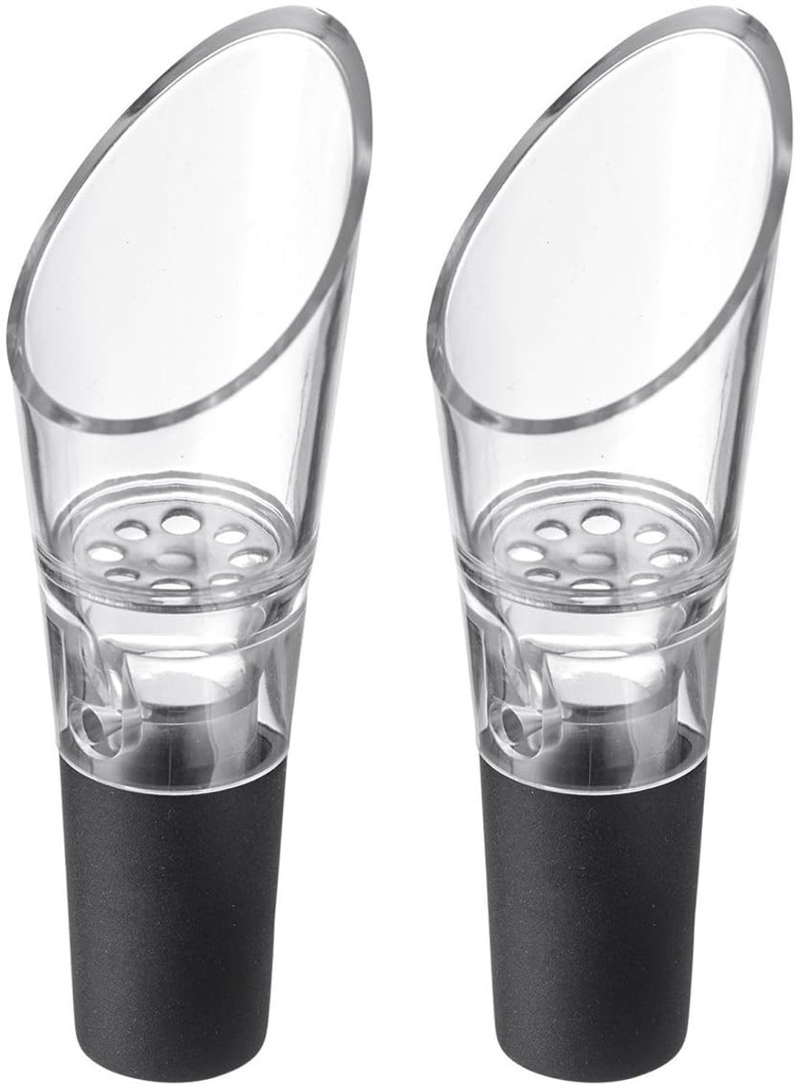 Dailygoods- Wijnschenker met Beluchting - Decanteerschenker - Compact - Set van 2 - 9,2 x 3,7 cm - Rijkere Smaakervaring - Wijnbeluchter