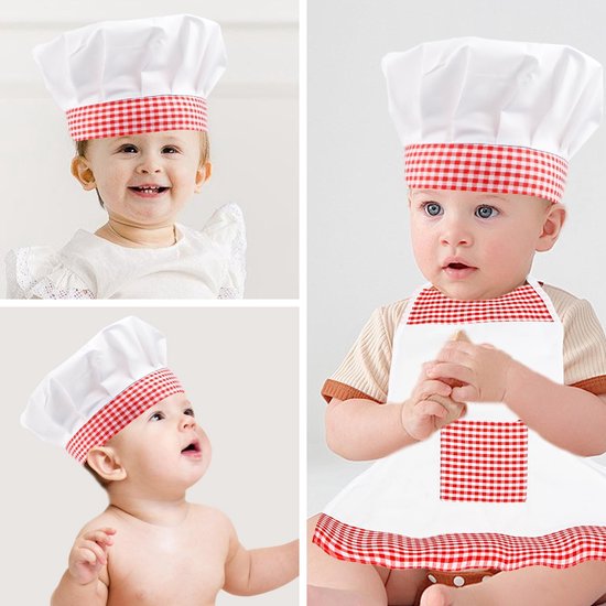 Dailygoods - Schattige 2-delige Baby Kok-Outfit met Muts en Schort voor 6-24 Maanden — afbeelding 3