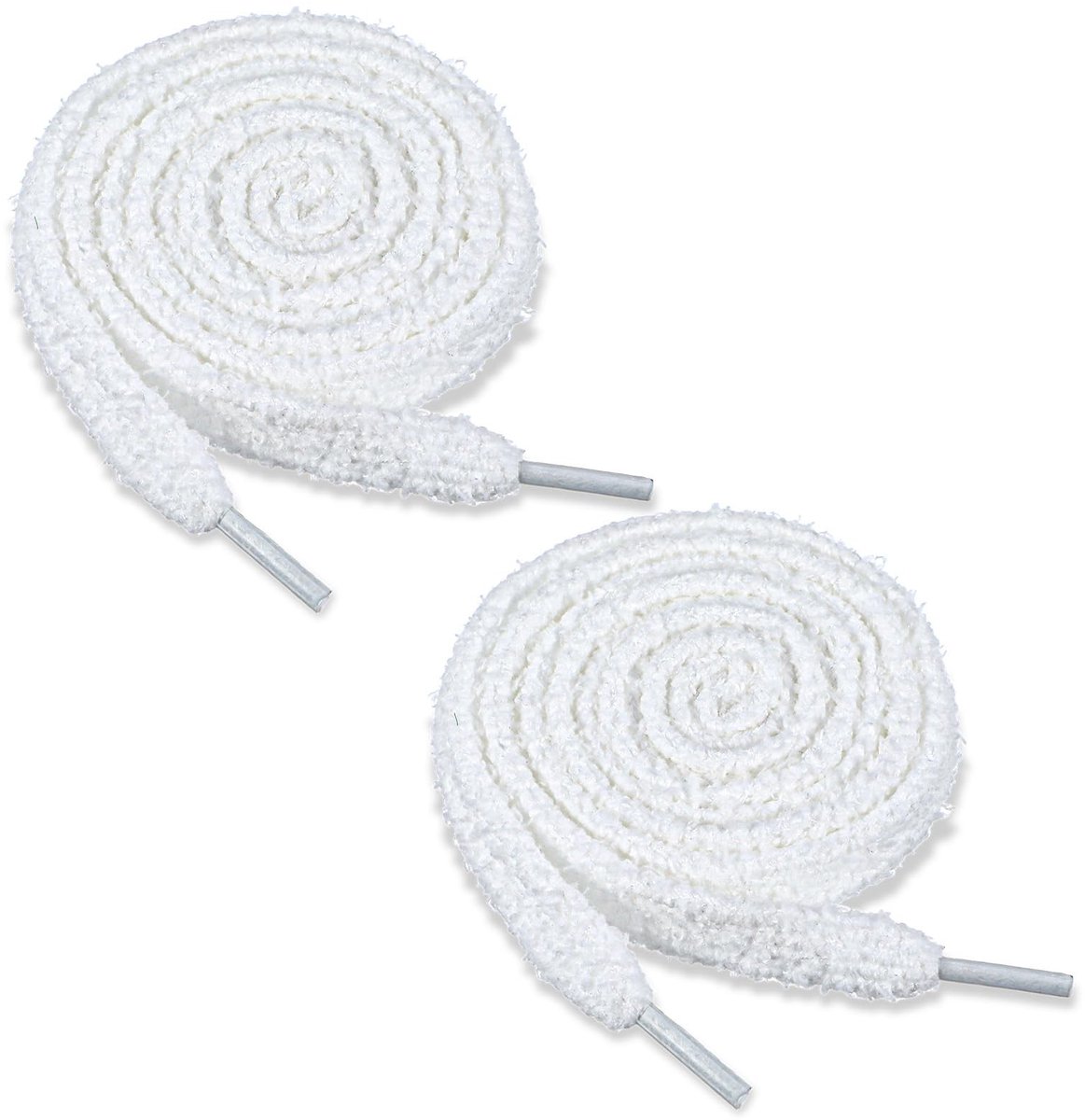 Dailygoods - Ouligay 2 paar witte pluizige schoenveters voor sneakers, 1 cm breed, plat, donzig, pluche schoenveter, dikke 117 cm zachte schoensnaren voor mannen en vrouwen, casual hardlopen, sport, atletische