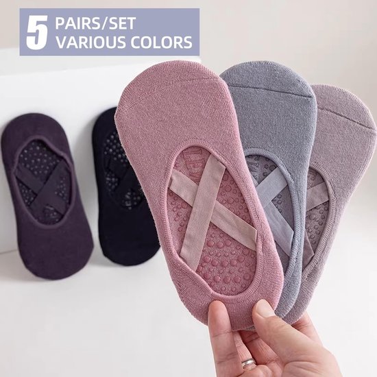 Dailygoods- Yogasokken Antislip 5 Paar - Gripvaste Sokken - Pilates Sokken - Dames Sokken - Ademend Katoen - Zweetabsorberend van Dailygoods — afbeelding 5
