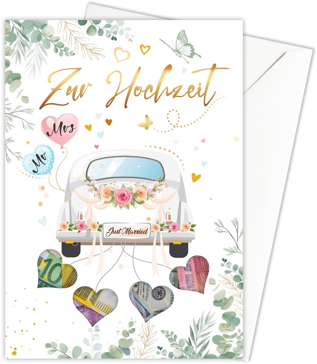 Dailygoods- Bruiloftskaart - Huwelijksgeschenken - Geldgeschenk - Voor bruidspaar - Uniek ontwerp - Hoge kwaliteit - Trouwkaart