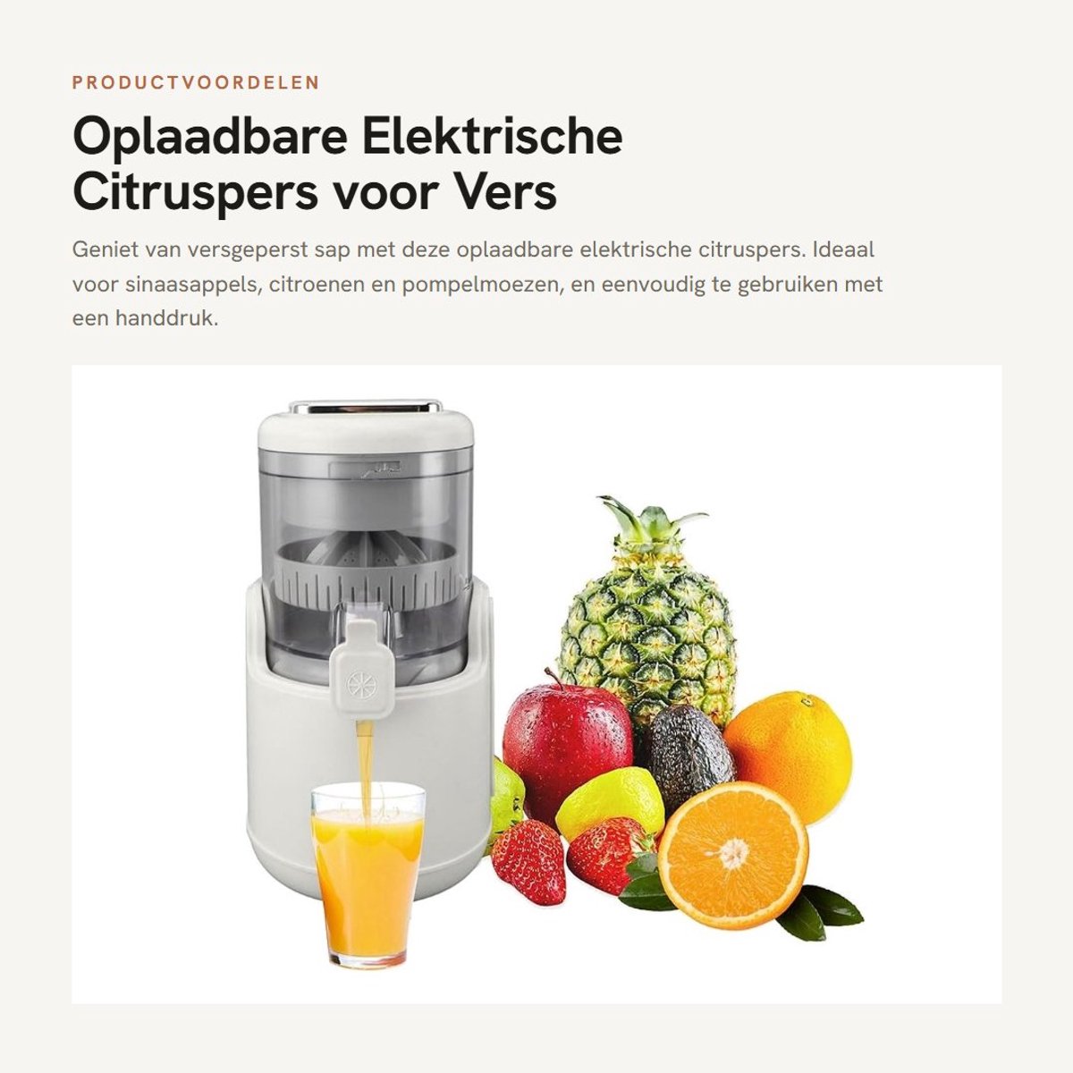 Dailygoods - Oplaadbare Elektrische Citruspers voor Vers Sap