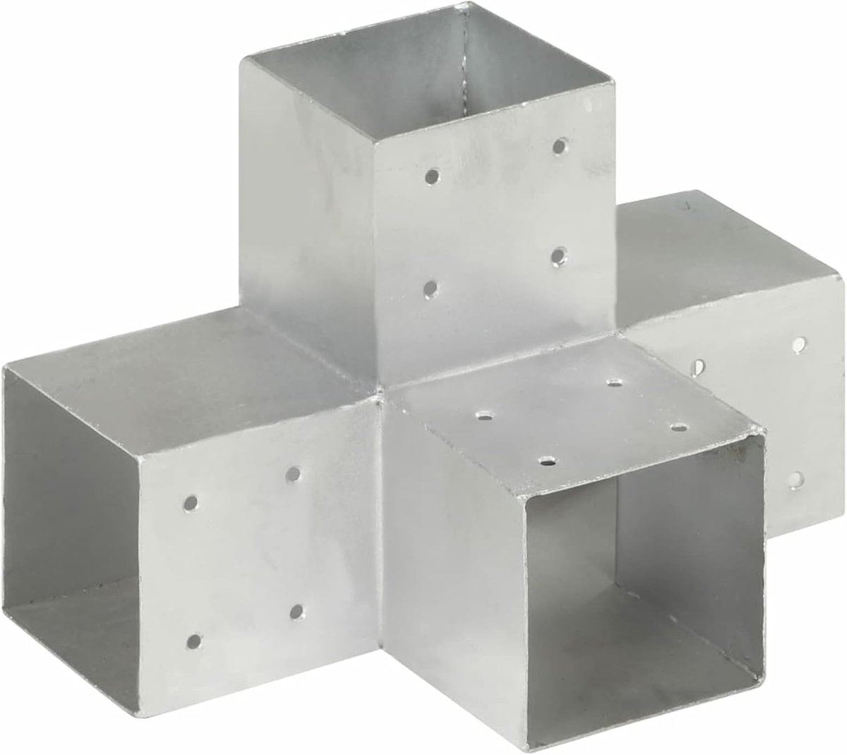 Paalverbinding X-vorm - Balkschoen metaal - Tuinconstructies bouwen - Gegalvaniseerd metaal - 101 mm balken - Zilver