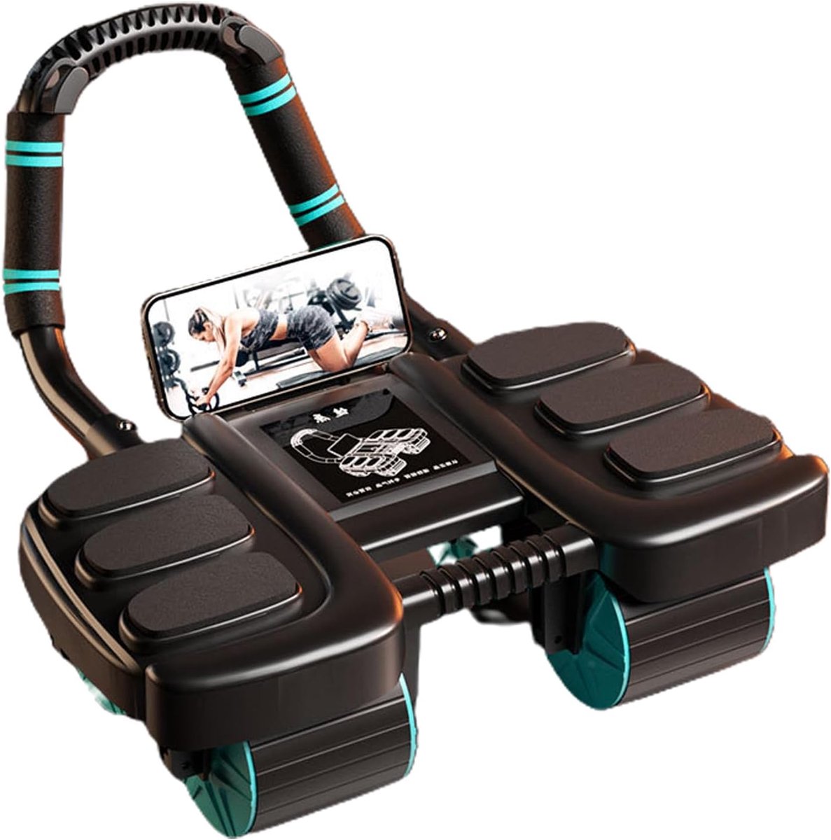 Buikspierwiel - Buiktrainer Rol - Core Training - Automatische Rebound - 42 x 36 x 24 cm - Zwart