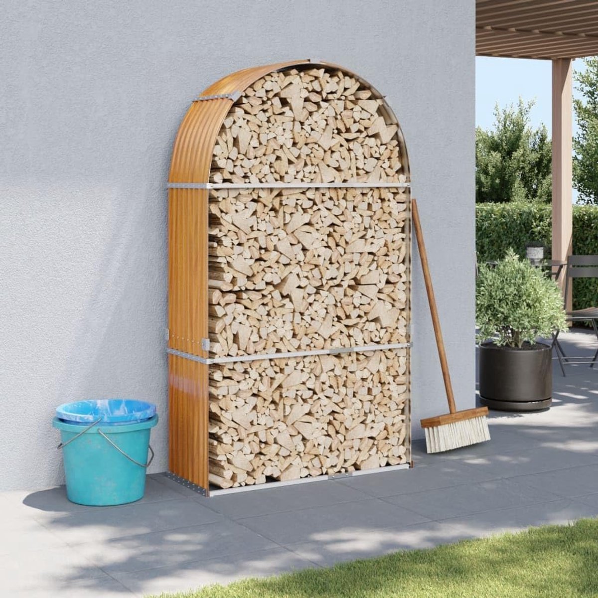 Houthouder - Houtopslag - Buiten Opslaan - Grote Capaciteit - 120x45x210 cm - Houtlook
