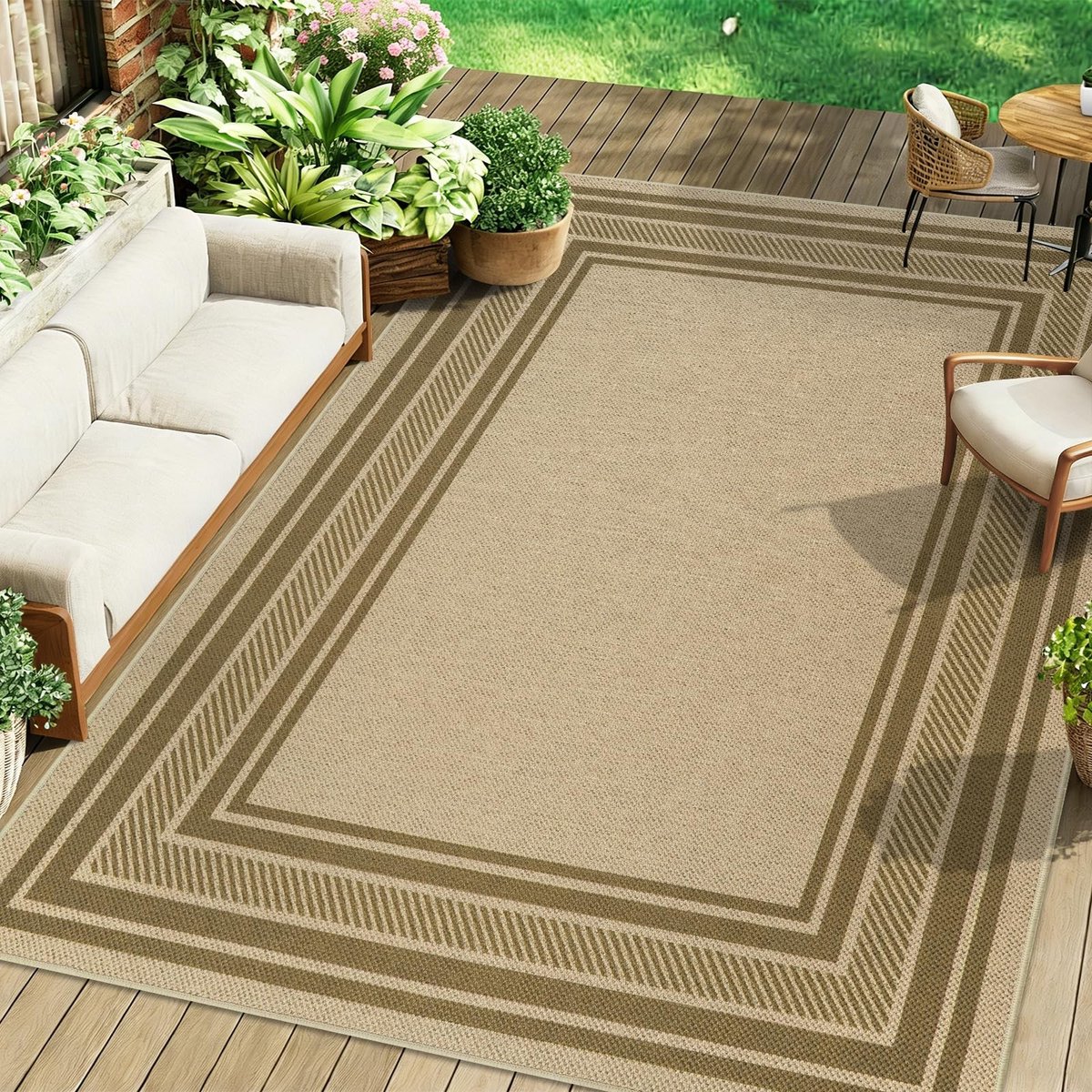 Dailygoods- Vloerkleed 160 x 230 cm - Wasbaar - Antislip - Jute Look - Tapijt Woonkamer - Geometrisch Ontwerp
