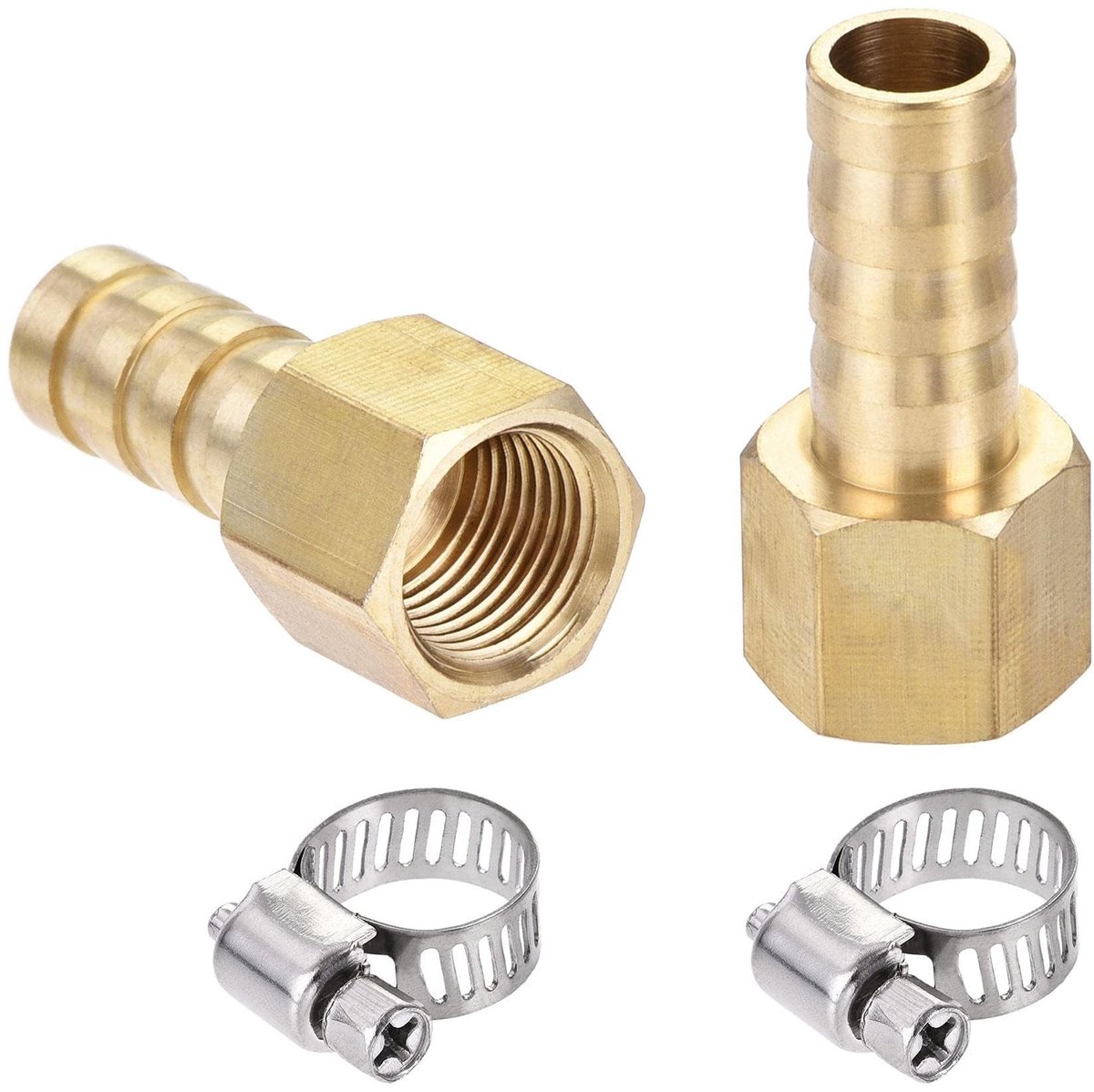 Dailygoods- Slangkoppeling Messing - 8 mm Barb G1/8 Binnendraad - Slangklem - Tuin/Water/Irrigatie - 2 Stuks - Lekvrije Afdichting - Slangconnector