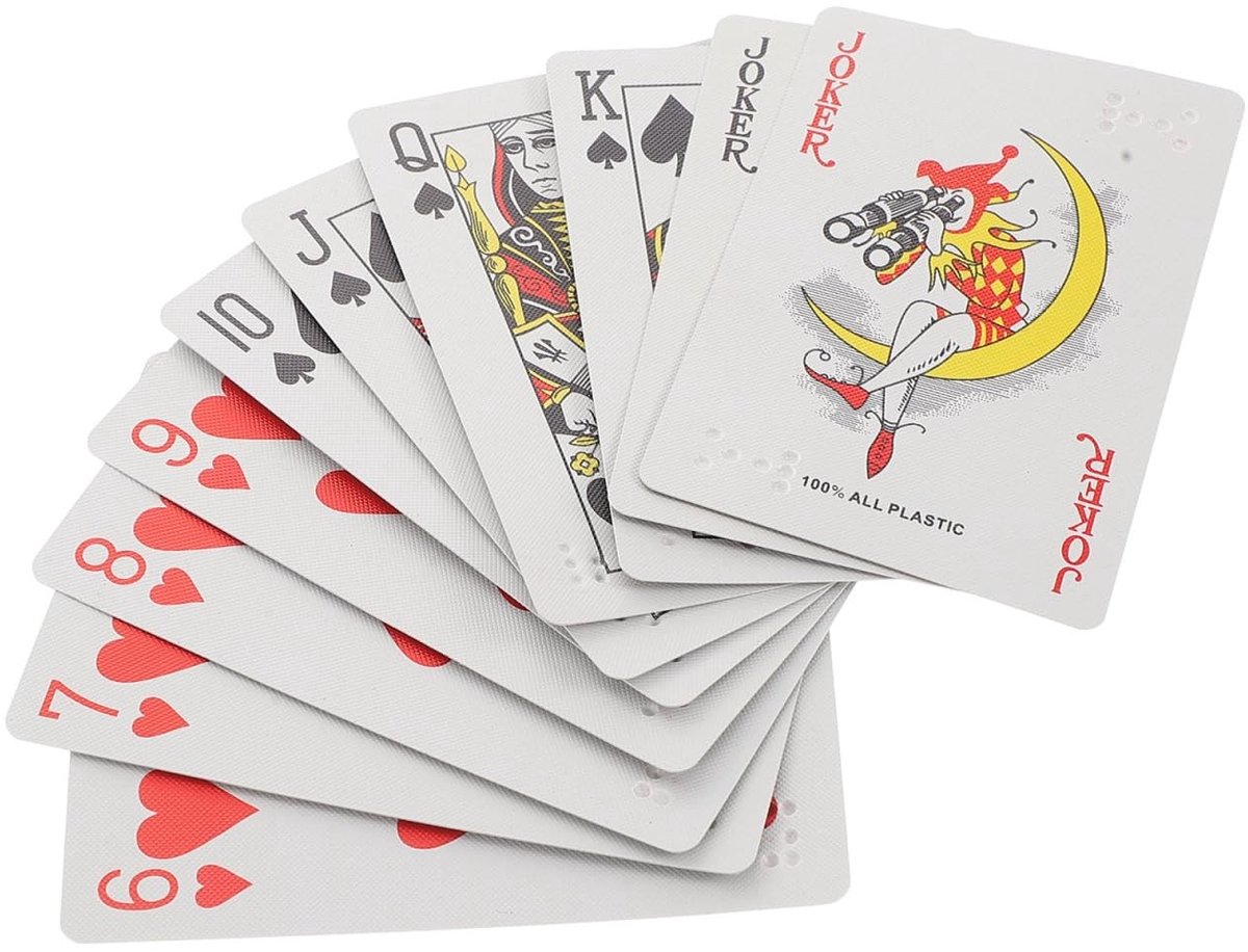 Dailygoods- Braillekaarten grote uitvoering - Oversized speelkaarten - Ergonomisch design - Pokerkaarten - Kaartspelletjes voor gehandicapten - Blinde braillekaarten
