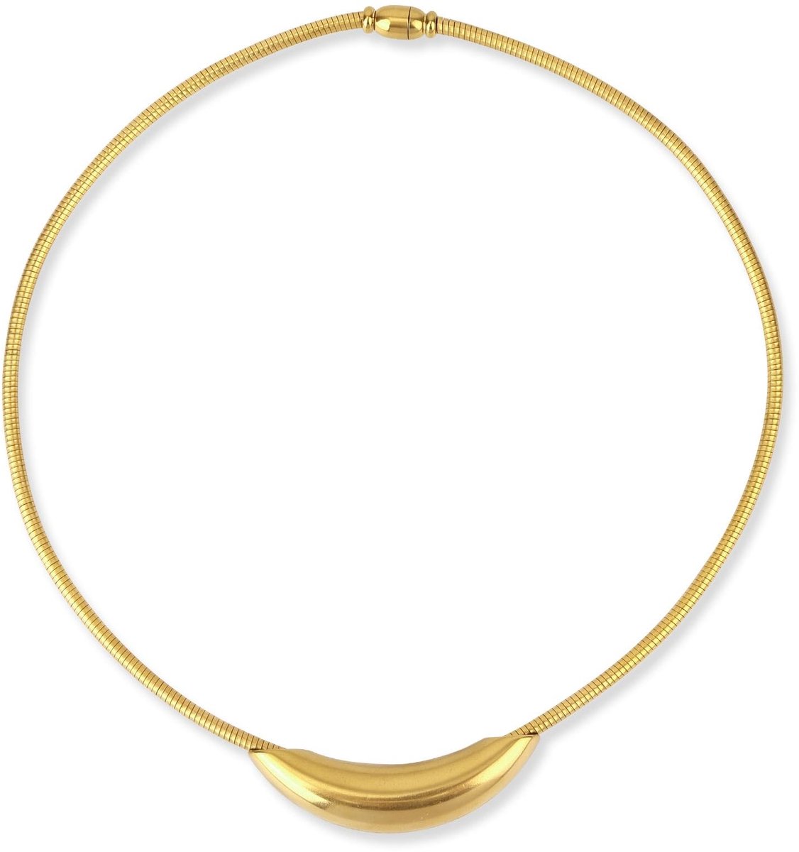 Dailygoods- Chokerketting Gouden Gebogen Buisvormig - Roestvrij Staal - Statement Ketting - Sieraden voor Dames - 44,5 cm Omtrek - Creatief Ontwerp