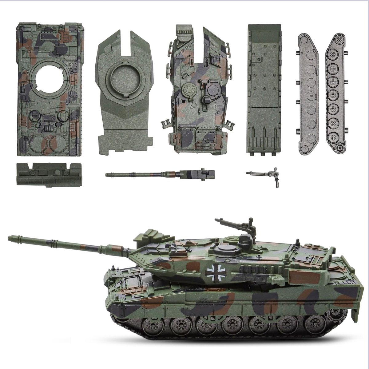 Dailygoods- Pantsertank Leopard 2A7 - Militair Speelgoed - Model 1/72 - Pantservoertuig - Geschikt als Cadeau - Kunststof 18,5 x 13,5 x 5 cm - Tankmodel