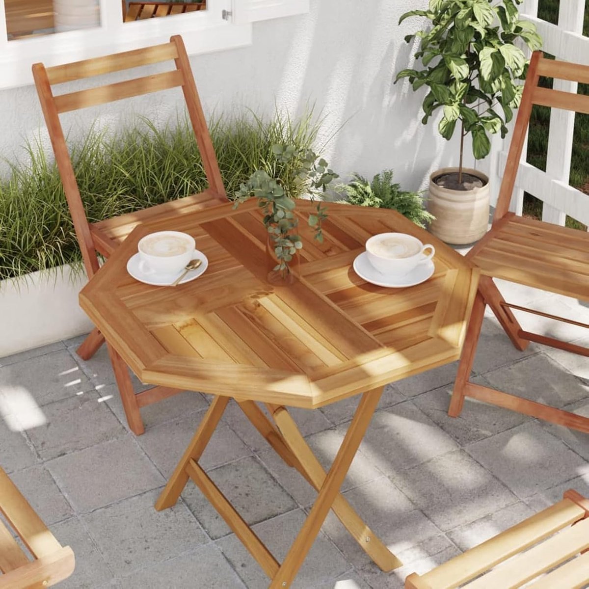 Tafelblad Hout - Houten Paneel - Tafel Vervangen - Met Parasolgat - 70x70 cm - Teak