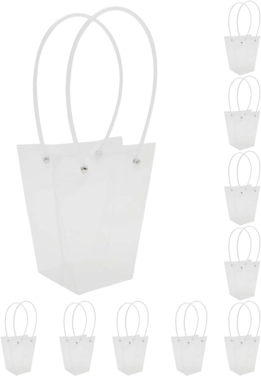 Dailygoods- Boeketzakken 10 Stuks - Bloemenzakken met Handvat - Geschenkverpakking voor Verjaardag/Kerst/Moederdag - Herbruikbaar - 24 x 12 x 26 cm - Transparant - Geschenkzakken