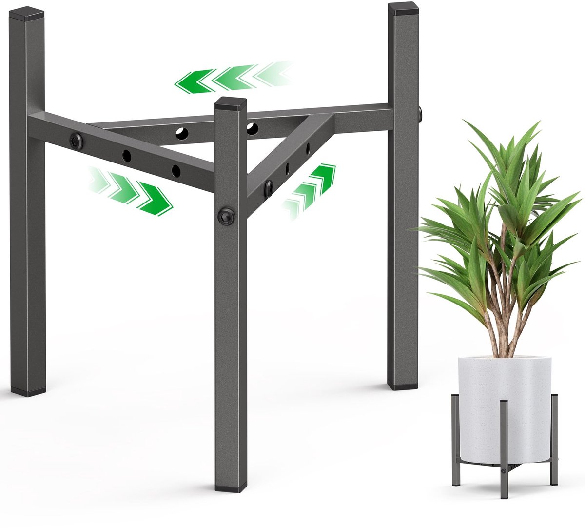 Dailygoods- Plantenstandaard Verstelbaar - Metalen Plantenrek - Stabiele Ondersteuning - Geschikt voor 8-12 Inch Potten - Modern Design - Voor Binnen/Buiten