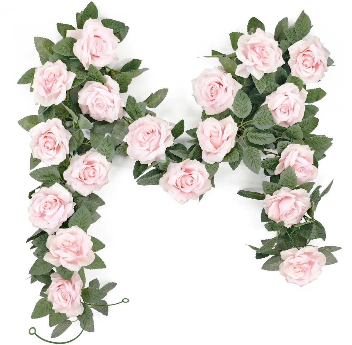 Dailygoods- Bloemenkrans 2 m - Kunstbloemen met witte rozen - Decoratie voor bruiloft - Tafeldecoratie - Lentedecoratie - Afwasbaar - Bloemenslinger