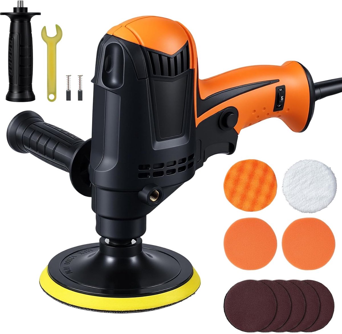 Polijstmachine Auto - Excentrische Polijster - Lak Herstellen - 6 Variabele Snelheden - 125 mm - Oranje