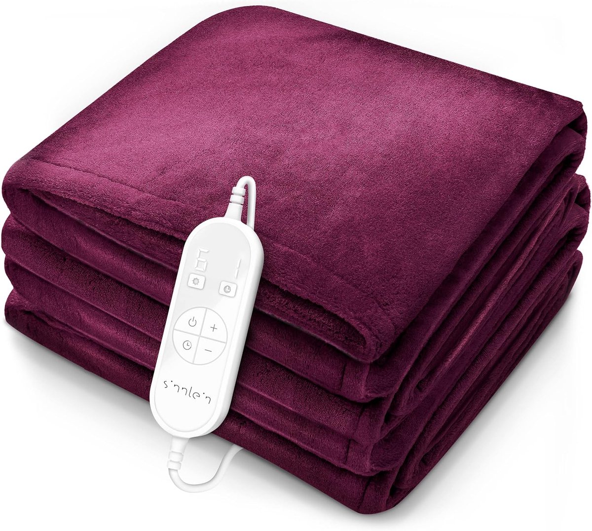 Warmtedeken Pluche - Elektrische deken - Ontspannen slapen - 9 Temperatuurstanden - 200 x 180 cm - Bordeaux