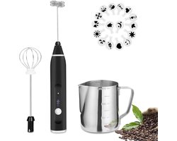 Elektrische Opschuimer - Melk Garde - Koffie Maken - USB Oplaadbaar - 3 Snelheden - Zwart