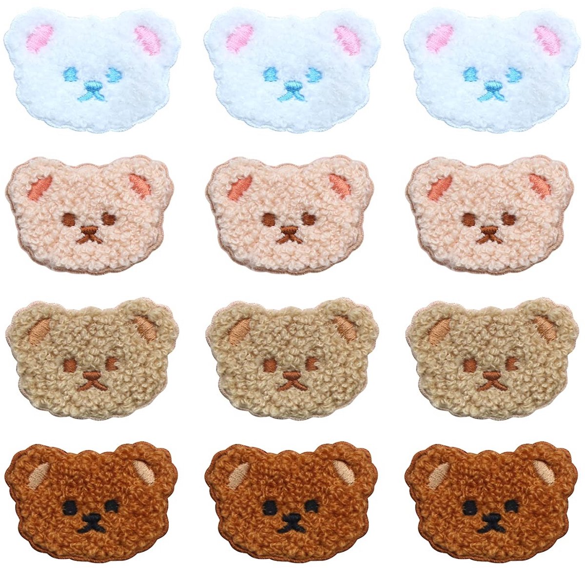 Dailygoods- Berenpatches 12 Stuks - Opstrijkpatches - Geborduurd - Dierenpatches - Decoratie - Hoogwaardige Stof 4 x 5,5 cm