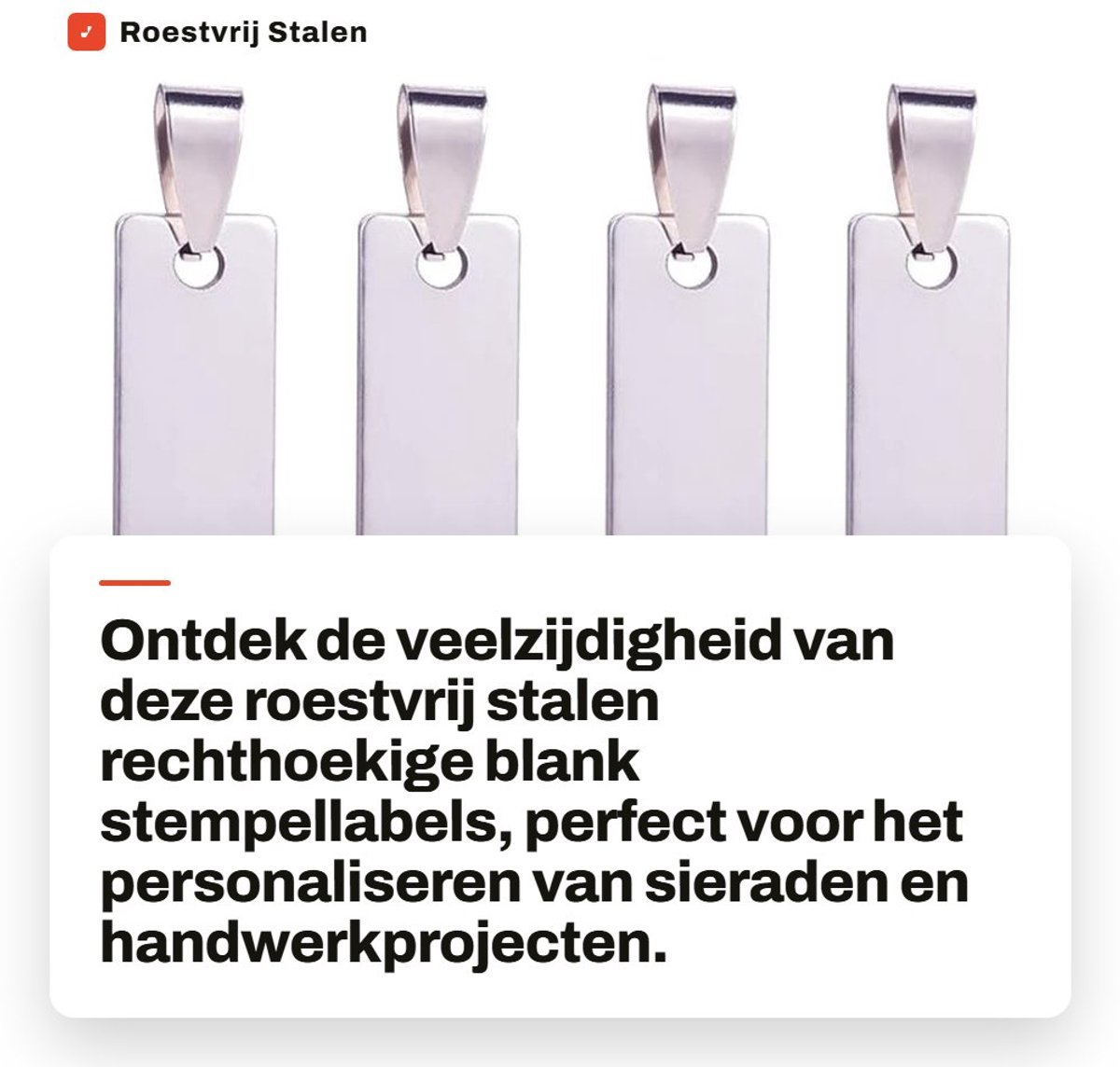 Dailygoods - Roestvrij Stalen Stempellabels - Blank Labels - Duurzaam Materiaal - 4 x 0,9 cm - Sieradenaccessoires - Ideaal voor Handwerk - 20 Stuks