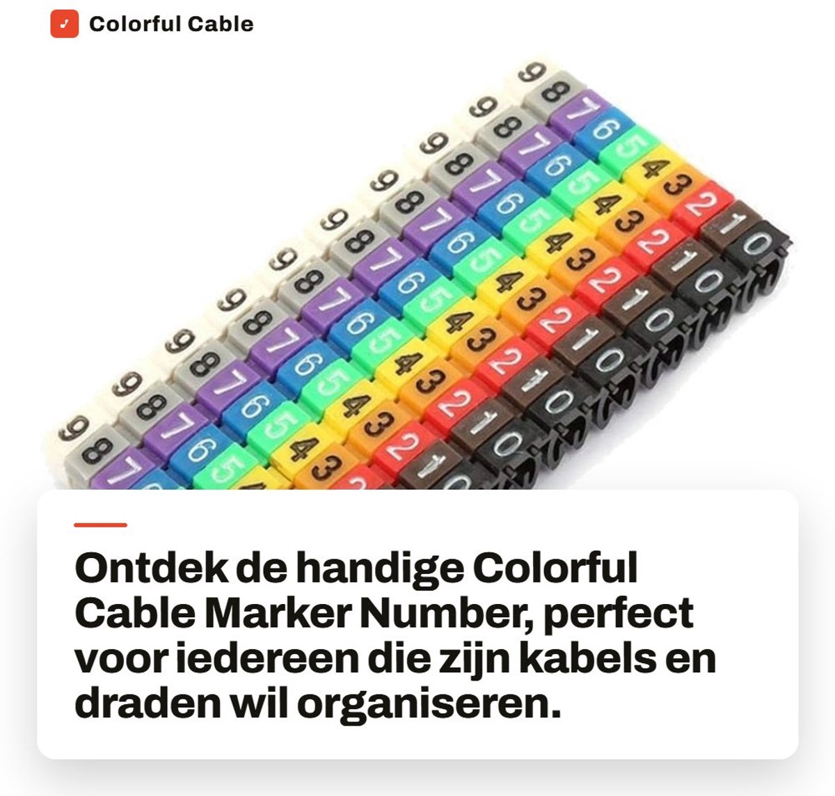 Dailygoods - Colorful Cable Marker Number - Digitale Kabelnummer Labels - Duurzaam en gebruiksvriendelijk - 100PCS KCM-2.5MM - Kabelmarkering - Handig...