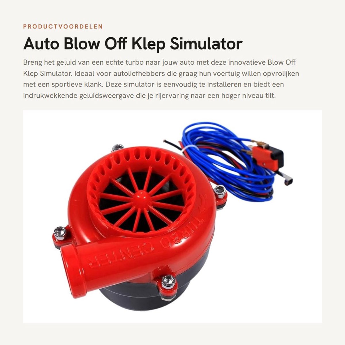 Dailygoods- Blow Off Valve - Elektronische Turbo Geluid - Universele Auto Onderdelen - Nep Afvalklep - BOV Simulator Kit - Eenvoudige Installatie