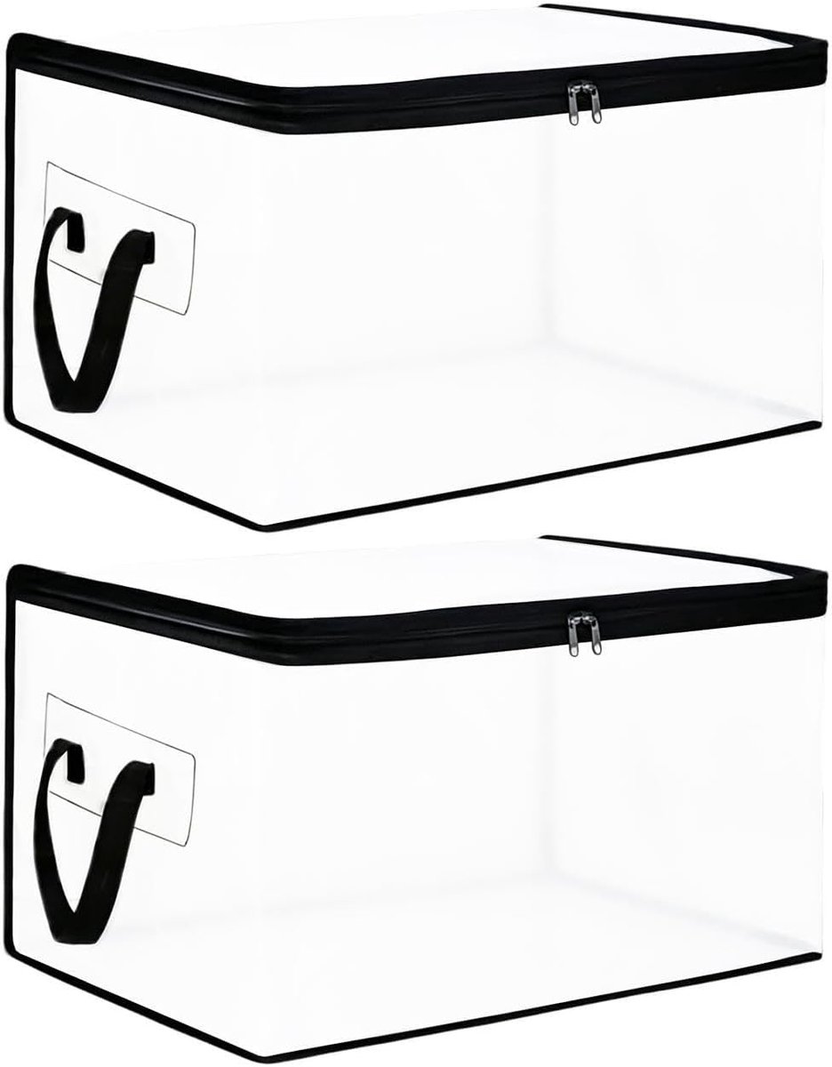 Opbergboxen Kleding - Verhuiszakken - Thuis Organiseren - Transparant PVC - 55x35x31.5 cm - Tweedelige set