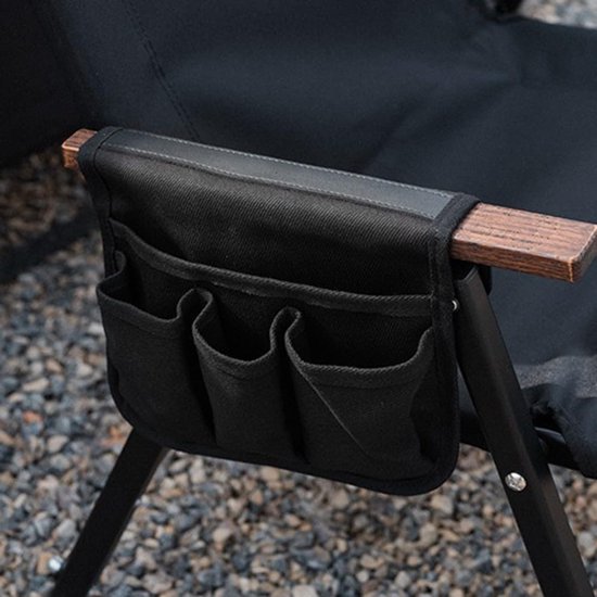 Stoel Organizer - Armleuning Tas - Buiten Ontspannen - Stevig Canvas Materiaal - 24 x 10 x 3 cm - Zwart — afbeelding 3