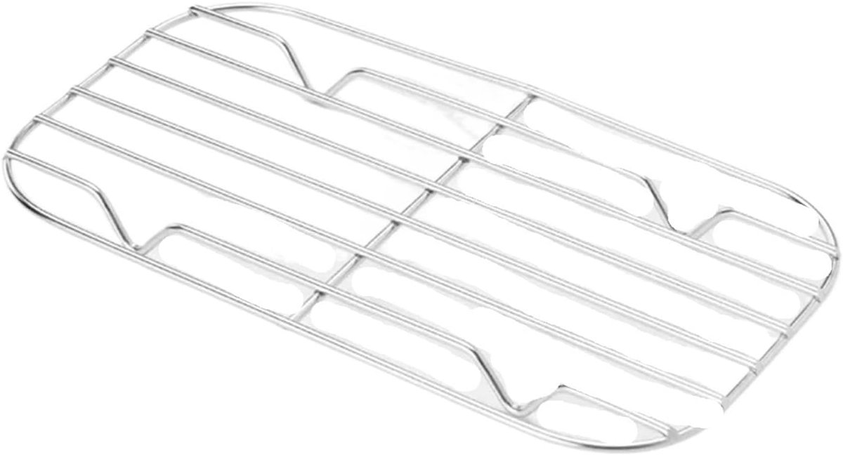 Grillrooster RVS Grillpan Vlees Buiten Grillen Gelijkmatige Warmte Klein Formaat Zilverkleurig