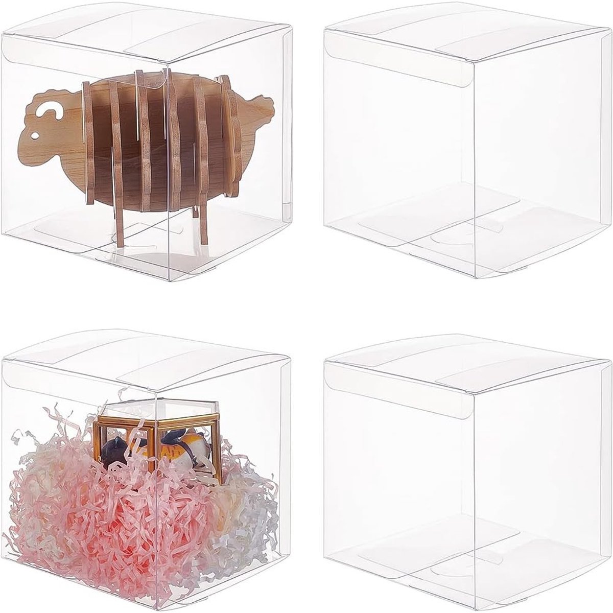Dailygoods- Geschenkdoosjes 10 stuks - Doorzichtige Kubusvormige Doosjes - PVC Doosjes - Voor Bedankcadeautjes - 12 x 12 x 12 cm - Creatieve Verpakking - Cadeauverpakking