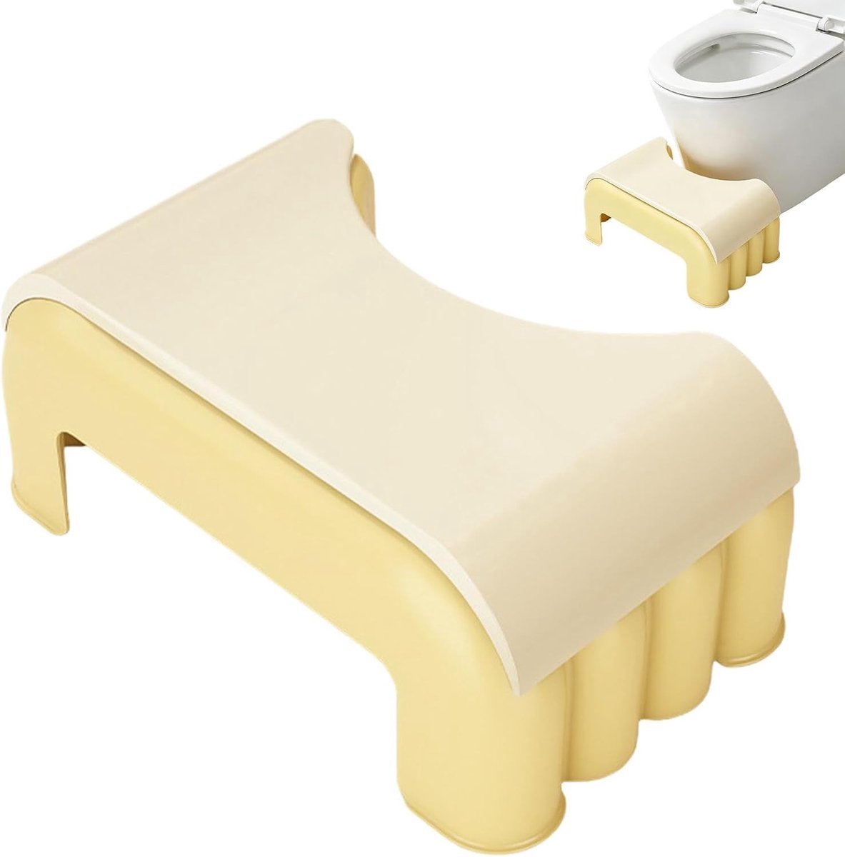 Toiletbankje - Krukje Opstapkrukje - Gezond Zitten - Antislip Ontwerp - 39x24x39 cm - Geel