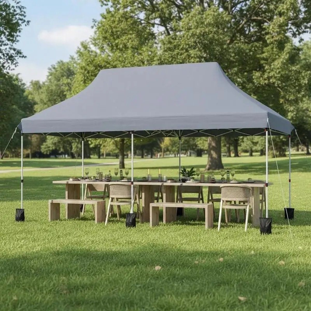 Dailygoods 10 x 20 FT opklapbare partytent, draagbaar buitengazebo met draagtas - grijs - AliExpress 15