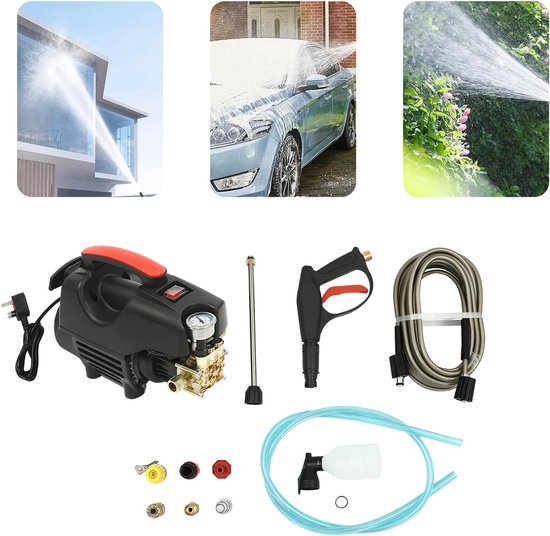 Hogedrukreiniger Elektrisch - Krachtige Cleaner - Auto en Huis Reinigen - Borstelloze Inductie Motor - 1400W - Zwart — afbeelding 4