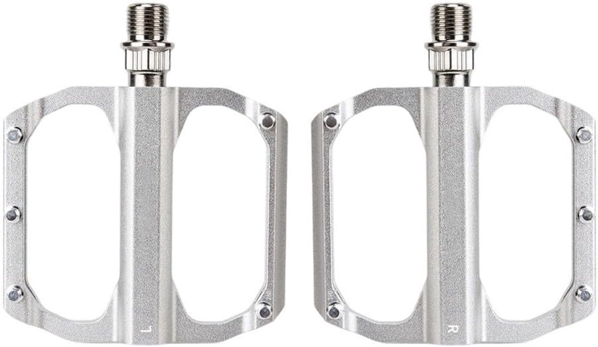 Fiets Pedalen - Platte Pedalen - Fietsen Onderdelen - 10 Roestvrijstalen Pinnen - Aluminiumlegering - Zilver