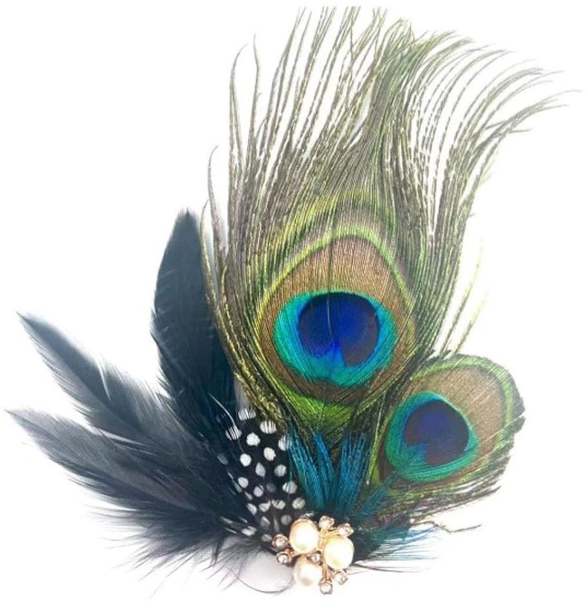 Dailygoods- Haarspeld Pauwenveer - Haaraccessoires - Strass - Elegante Look - Geschikt voor Bruiloften - Hoogwaardig Materiaal - Haaraccessoire