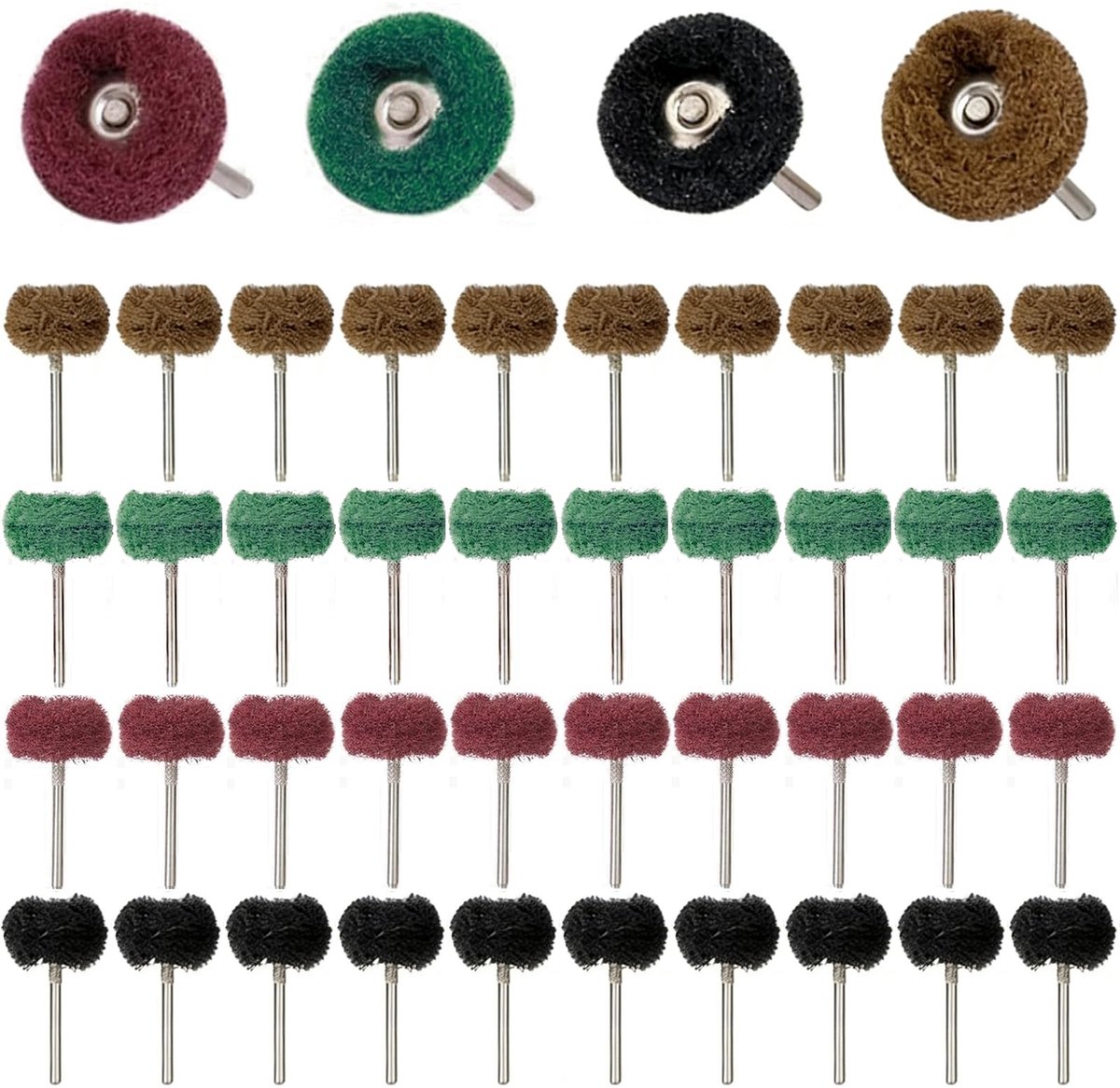 Dailygoods - Polijstschijven, 40 stuks, 25 mm, korrelgrootte 80/150/240/400, 1/8 inch standaardschacht, polijstopzetstuk voor Dremel accuschroevendraaier, metaal, hout, glas, slijp, polijstaccessoires